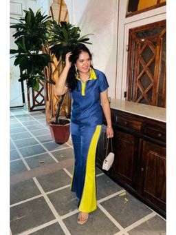 NEORA BY NEHAL CHOPRA - Women Blue & Neon Co-ord Set