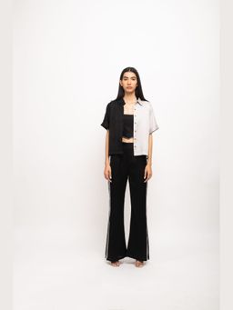 NEORA BY NEHAL CHOPRA - Women Black & Grey Three Piece Rouching Co-Ord Set