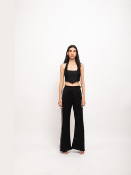 NEORA BY NEHAL CHOPRA - Women Black & Grey Halter Neck Rouching Co-Ord Set
