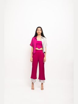NEORA BY NEHAL CHOPRA - Women Wine & Grey Half & Half Co-Ord Set