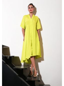 Echke - Yellow French Crepe Midi Dress