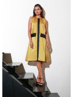 Echke - Mustard Satin Pleated Dress