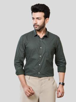 XKIND - Jonesburg Men's Olive Printed Slim Fit Formal Shirt