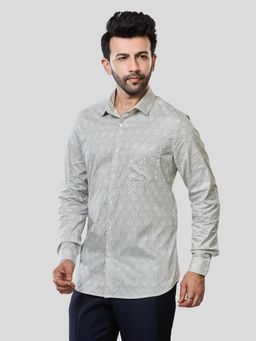 XKIND - Jonesburg Men's Green Printed Slim Fit Formal Shirt
