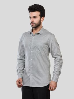 XKIND - Jonesburg Men's Grey Printed Slim Fit Formal Shirt