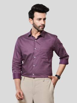 XKIND - Jonesburg Men's Purple Printed Slim Fit Formal Shirt