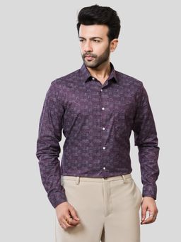 XKIND - Jonesburg Men's Purple Printed Slim Fit Formal Shirt