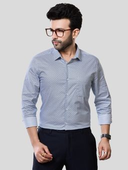 XKIND - Jonesburg Men's Blue Printed Slim Fit Formal Shirt