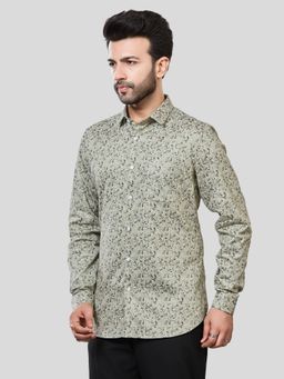 XKIND - Jonesburg Men's Green Printed Slim Fit Formal Shirt