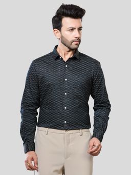 XKIND - Jonesburg Men Black Printed Slim Fit Formal Shirt