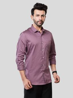 XKIND - Jonesburg Men's Purple Solid Slim Fit Formal Shirt