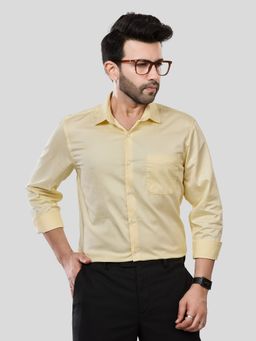 XKIND - Jonesburg Men's Yellow Solid Slim Fit Formal Shirt