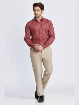 XKIND - Jonesburg Light Red Slim Fit Formal Shirt