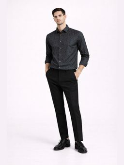 XKIND - Jonesburg Black Jacquard Slim Fit Formal Shirt