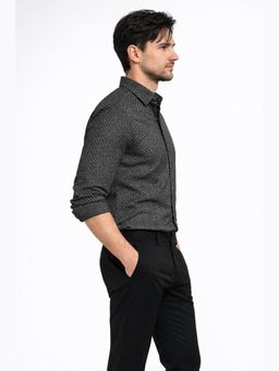 XKIND - Jonesburg Black Jacquard Slim Fit Formal Shirt