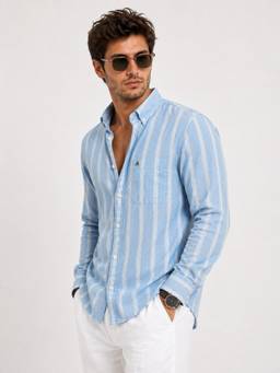 XKIND - Regular Fit Blue Stripe Shirt
