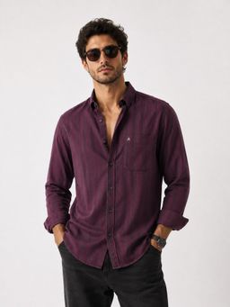 XKIND - Regular Fit Dark Purple Stripe Shirt