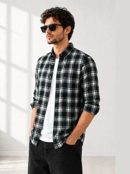 XKIND - Brown Checks Regular Fit Casual Shirt