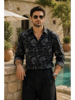 XKIND - Slim Fit Black Printed Shirt