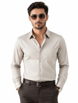 XKIND - Jonesburg'S Khakhi Cotton Slim Fit Solid Shirt