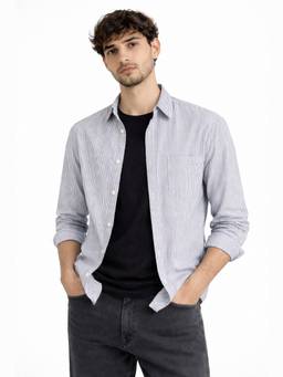 XKIND - White Stripe Regular Fit Shirt