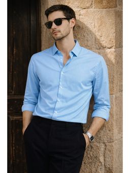 XKIND - Jonesburg Sky Blue Tencel Slim Fit Formal Shirt