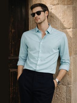 XKIND - Jonesburg Sea Green Tencel Slim Fit Formal Shirt