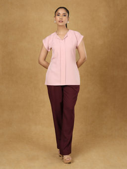 Powersutra - Pink Solid Batwing Sleeve Top