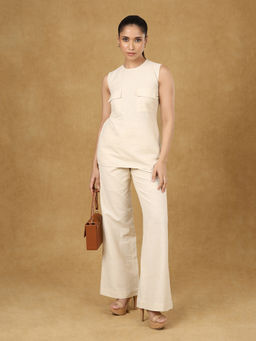 Powersutra - Beige Cotton Linen Co-Ord (Set of 2)