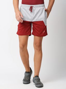 FITZ - Colorblock Polyester Regular Shorts Light Grey & Maroon