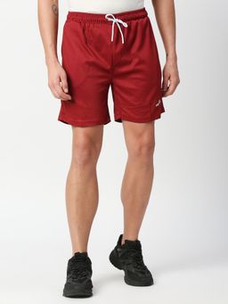 FITZ - Solid Polyester Regular Shorts Maroon