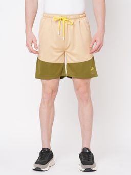 FITZ - Colorblock Polyester Regular Shorts Beige Olive