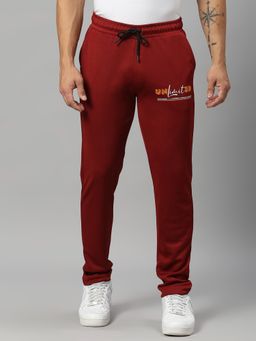 FITZ - Solid Polyester Slim Fit Trackpants Maroon