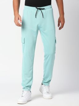 FITZ - Solid Polyester Slim Fit Trackpants Sea Blue