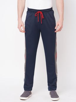 FITZ - Solid Polyester Slim Fit Trackpants Navy Blue