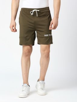 FITZ - Solid Polyester Slim Fit Shorts Olive
