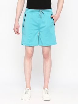 FITZ - Solid Polyester Slim Fit Shorts Electric Aqua
