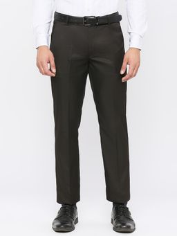 Solemio - Solid Polyester Slim Fit Trouser Jet Black