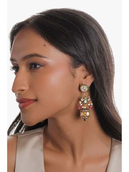Curio Cottage - Navratna and Kundan Dangler Earrings