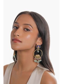 Curio Cottage - Multi-Color Tusker Chandbali Earrings