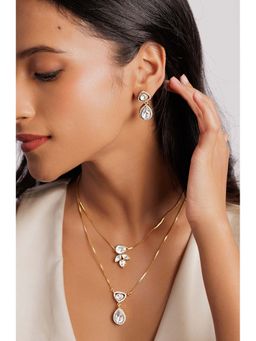 Curio Cottage - White Stone Layered Polki Jewellery Set