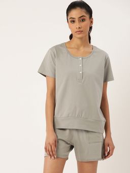 Kica - Set: Cotton Top & Cotton Shorts Grey