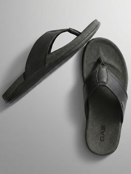 GAS - Men Black Leather 1 Pack of Sandals