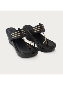 AUZORI - Women Black Leather Kolhapuris