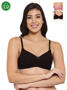 Inner Sense - Organic Cotton Antimicrobal Padded T-Shirt Bra -Pack Of 3 -Multi-Color