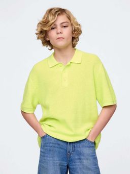 GAP - Yellow Self Design Polo T-Shirt