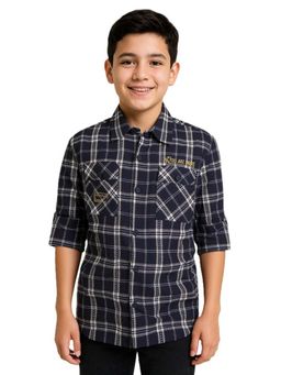 CAVIO - Navy Blue Checks Shirt