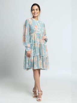 JULO - Frost Blue Tiered Mini Dress