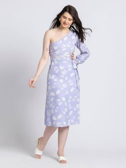 JULO - Lavender Blossom Asym Midi Dress with Waist Belt (Set of 2)