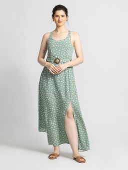 JULO - Tranquil Garden Maxi Dress with Waist Belt (Set of 2)